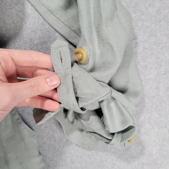 Soft Surroundings Jumpsuit Womens 12 Green Linen‎ Kerry Coastal Resort Cruise - Picture 7 of 16